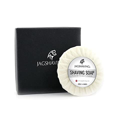 Jag Shaving Jabón de afeitar para hombre, jabón de afeitar cremoso para una espuma rica, recambio de jabón de afeitar hidratante para afeitado tradicional, se adapta a todos los tipos de piel