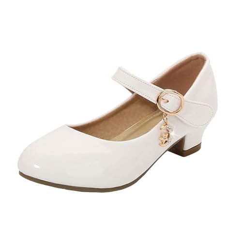 IWIHMIV Little Girls Mary Jane Shoes with Low Heel Comfortable Princess Dress Shoes for Wedding School Party