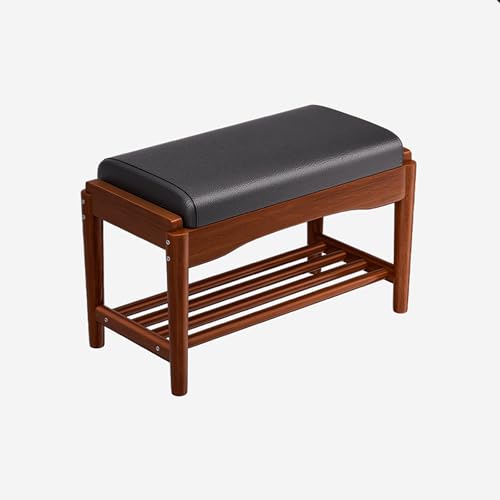 IYUESQ Zapatero de Madera con cojín Suave, Moderno Banco para Pasillo y Puerta de Entrada (Nogal Negro, 60 x 30 x 40 cm).