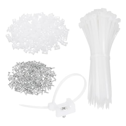 MECCANIXITY 240 soportes tipo sillín de 0.9 pulgadas con bridas de cable de 6 pulgadas y tornillos de rosca M5, juego de abrazaderas de soporte organizador de cables, color blanco