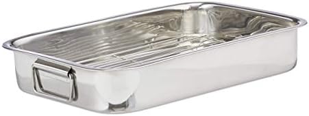 Relaxdays Stainless Steel Roasting Pan, Oven Dish, Dishwasher-Safe, Silver, Size S