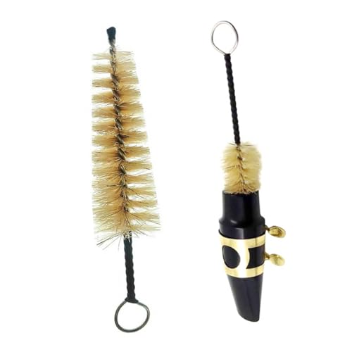 Abaodam 1 セット サックスアクセサリー ソプラノサックス サックスクリーニングキット ブラシ付きサックスホイッスル サックス用クリーニングブラシ マウスピース 楽器 もみあげ Black