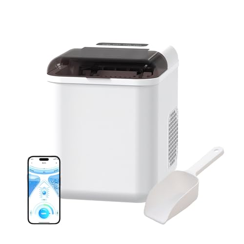 Fabricadora de hielo inteligente de 1,3 L - Máquina compacta para hielo de sobremesa con Wi-Fi y control por aplicación; función de limpieza automática (blanca)