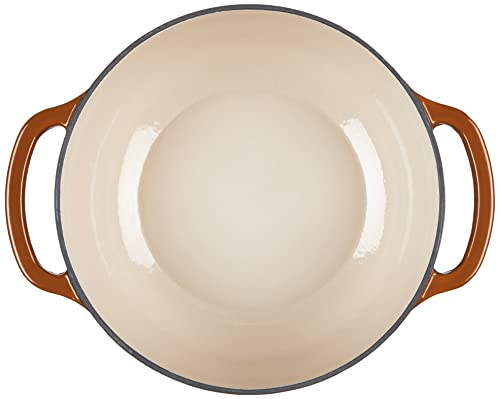 Image of Lodge 4.5 Quart Enameled Cast Iron Dutch Oven with Lid - Dual Handles - Oven Safe up to 500 F or on Stovetop - Use to Marinate, Cook, Bake, Refrigerate and Serve - Burnt Sienna