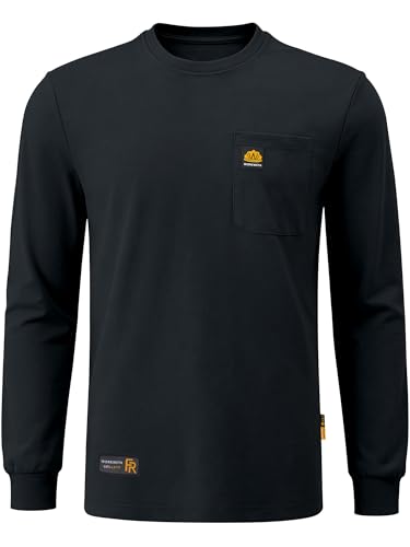 WORKWEYA FR Shirts for Men 6.5oz Flame Resistant Shirt Lightweight NFPA 2112 Long Sleeve Shirt Black