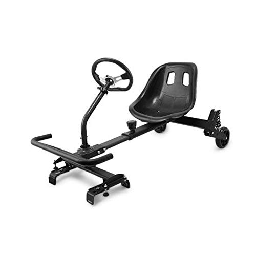 TGHY Hoverboard Seat Attachment Adjustable Frame Suspension with Shock Absorber Smart Electric Karting Set for Children's Outdoor Activities Fits All Hover Board Sizes,Black,Steering Wheel