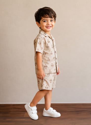 Image of 3BROS Baby Boys & Baby Girls Pure Cotton Clothing Set Casual Half Sleeves Shirt with Shorts Set For Boys & Girls