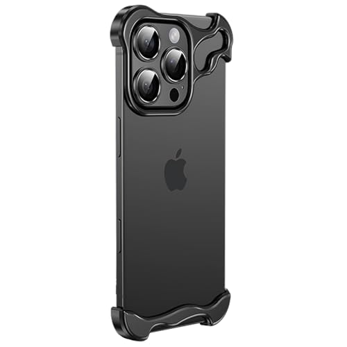 Coque métal iPhone 14 noir anti rayure avec coins surélevés