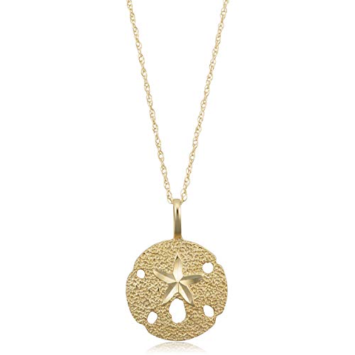 Kooljewelry 14k Yellow Gold Sand Dollar Starfish Pendant Rope Chain Necklace (18 inch)