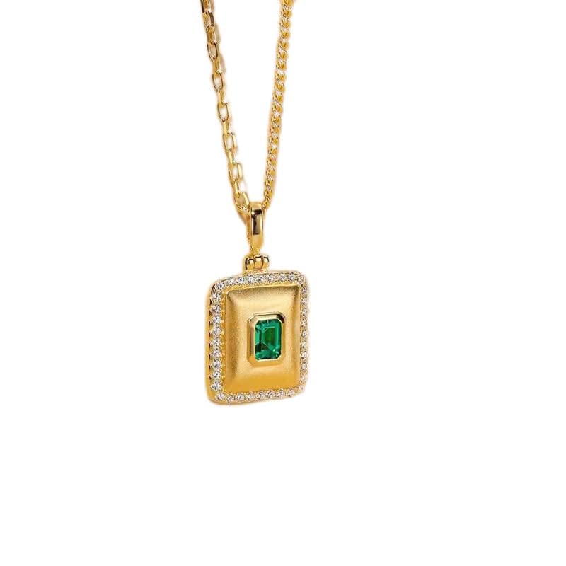 0.2CT Partido Colgante de Piedras Preciosas de Esmeralda para Mujeres Joyas sólidas