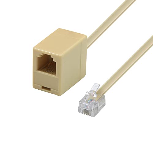Waytex 39356   Cable alargador telefónico RJ11 macho a RJ11 hembra (5 m), color beige