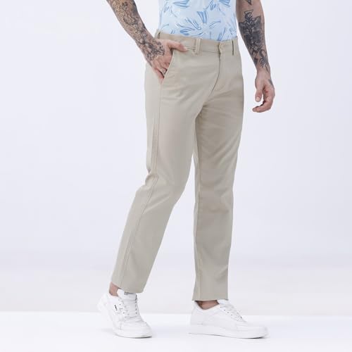 Image of BASICS Premium Cotton Stretch Formal Trousers for Men | Office Pants
