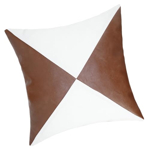 Elnwnnkc Taie d ' Oreiller en Faux Cuir de Lin, Housses de Coussin Douces Toucher pour lit, canapé et Chaise