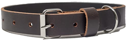 Ashford Ridge Made in England Real Leather Dog Collar - Brown Medium, Medium (38cm - 48cm)