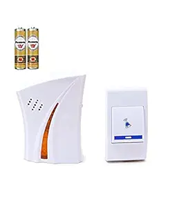 Original Wireless Doorbell Chime Kit with LED Light Control Door Calling Bell Door Bell for Home and Shop/Office/Warehouse/Long Range Bell with -2 AA Pencil Batteries Free (Multicolour, Small)