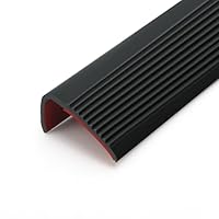 10 Meter Rutschfeste Treppenkante, Selbstklebender Vinyl-Kantenstreifen, Flexible PVC-Gummistufen-Kantenleiste (10m x 25 mm, schwarz)