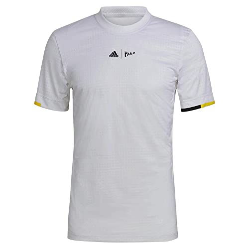 T-shirt Adidas tennis London Freelift homme vêtement sport blanc jaune taille M