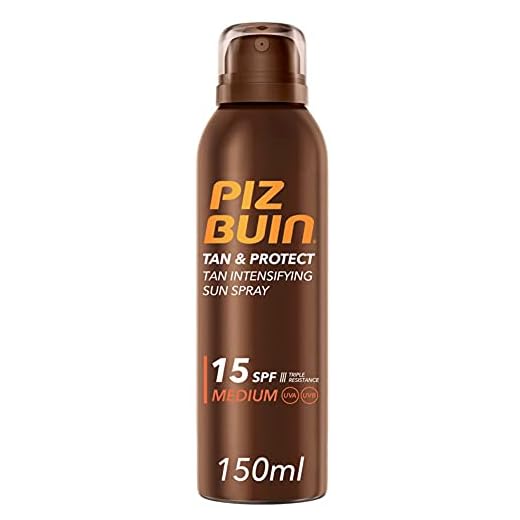 PIZ BUIN Protector Solar Aceite en Spray SPF15, Tan & Protect Acelerador de Bronceado de Protección Media, con Protección UVA/UVB, 150 ml
