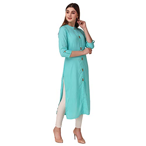 Image of NEW4U Women's Solid Rayon Straight Kurta
