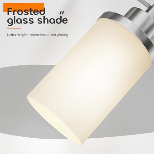 Image of Bathroom Light Fixtures Brushed Nickel Vanity Lights with White Frosted Glass Shade, Wall Lamp for Mirror Kitchen Bedroom Living Room Porch T001BR-L1