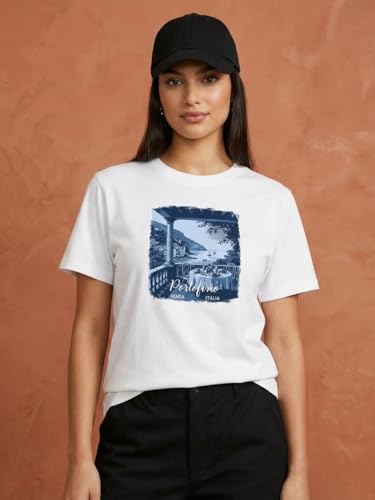 Image of Nobero Women's Graphic Printed T-Shirt | Regular Fit 180 GSM Cotton Tee for Women | Comfortable Round Neck Casual Wear