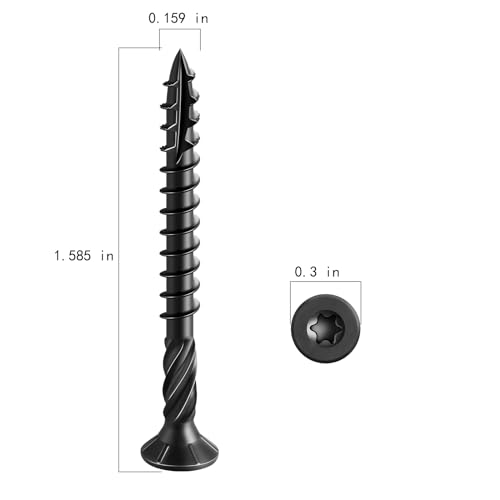 Image of Wensilon #8 * 1-5 /8 inch Black Deck Screws, (377pcs) 2 lbs.Exterior Wood Screws, Rust Resistant epoxy Coated, Bronze, T20 Star Bit