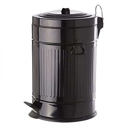 Poubelle de Cuisine Rétro en Métal Noir - 20L