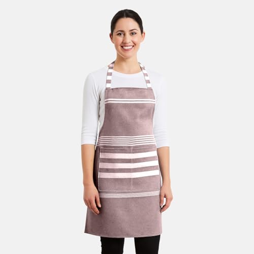 Image of Unisex Cooking Aprons | Waterproof Apron | Striped Design with 2 Front Pockets & Adjustable Neck Strap | Durable, Oil & Stain Resistant | Chef Apron for Cooking