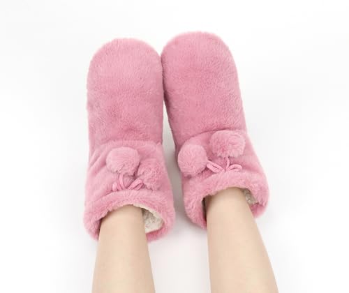 Image of DICUIRD Womens Thick & Warm Slipper Socks with Grippers - Christmas House Slippers