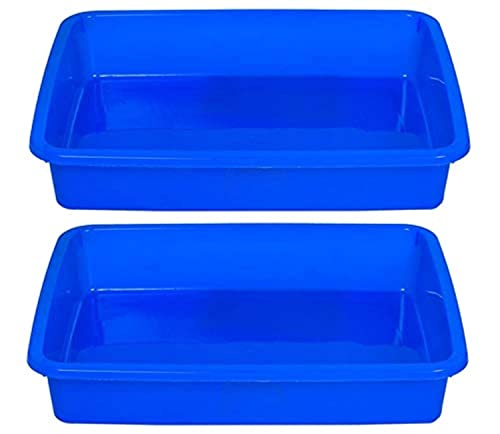 Image of Kuber Industries Plastic 2 Pieces Medium Size Stationary Office Tray, File Tray, Document Tray, Paper Tray A4 Documents /Papers /Letters /folders Holder Desk Organizer (Blue) CTKTC134796