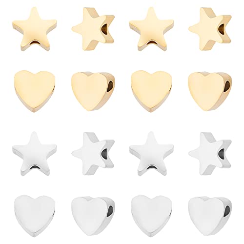 DICOSMETIC 16Pcs 2 Stile 2 Colori Perline a Cuore