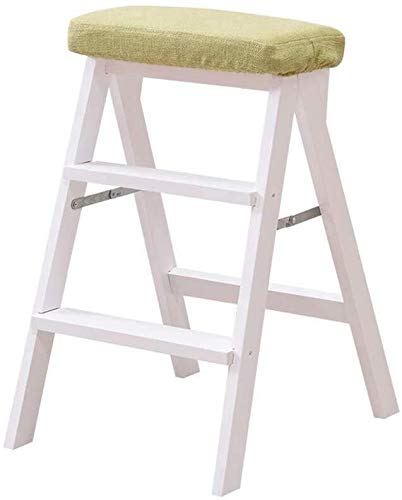 AYVADA Indoor Climbing Stool, 3 Steps Ladder Stool Portable Folding Step Stool Multifunctional Kitchen Office Stair Chair/White