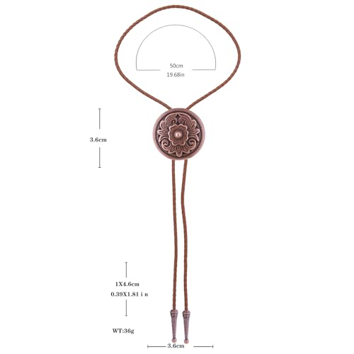 Image of GelConnie Floral Bolo Tie for Men Womens Bolo Tie Necklace Native American Black Men's Bolo Ties Western Cowboy Bolero Ties