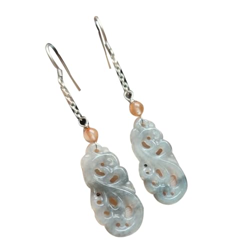 Phénix en boucles d'oreilles en Argent S925 et authentique jadéite