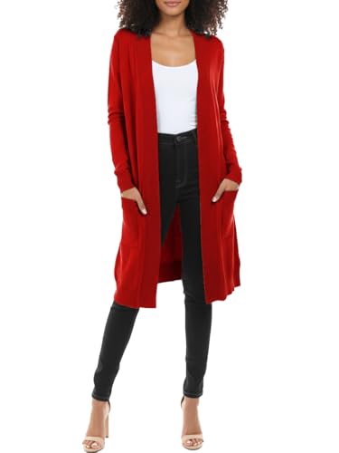 Image of STARJJ Womens Soft Stetchy Knit Longline Open Front Sweater Cardigan with Pockets (S-3X)