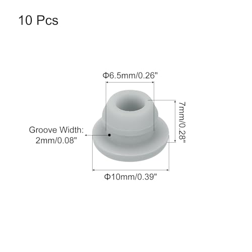 Image of MECCANIXITY 10pcs Silicone Snap in Locking Hole Plugs,6.5mm /0.3 Inch Mounting Diameter Narrow Groove Width 2mm Panel Seal Cover Round for Kitchen Bulkheads Waterproof Sealing Plugs Grey