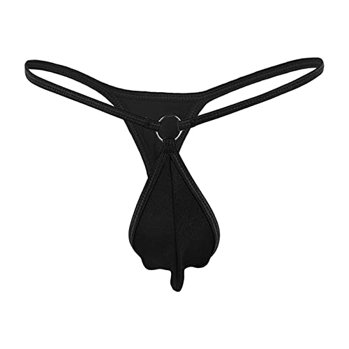 JEsilunmaMY Men's G-String Thong Sexy Pouch U Convex Thong Underwear Solid Color Metal Ring Belt T-Back Thongs Lingerie