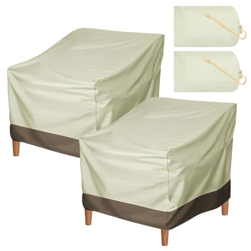 Outdoor Patio Chair Covers Waterproof Heavy Duty, Lounge Chairs Deep Seat Furniture Cover, Max Applicable Size 33.5"W x 31.5"D x 36"H, Tear and Moisture Resistant