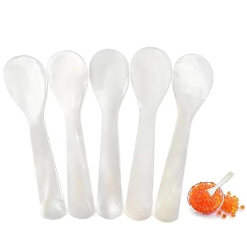 5 Stück Kaviarlöffel,Natürlich Perlmutt Löffel,8.8 cm Muschel Löffels,Klassiker Kaviar Löffel Eierlöffel Perlenlöffels Mutter Des,für...