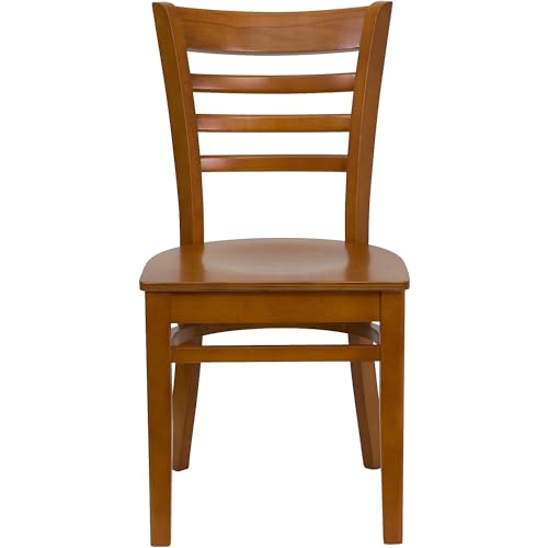 Image of Flash Furniture 2 Pack HERCULES Series Ladder Back Cherry Wood Restaurant Chair