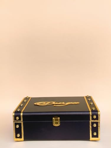 Image of Personalized Leather Keepsake Box with Pink Finish | Acrylic Gold Name | Premium MDF Wood Memory Chest | Size: 10 * 7 * 3.5inch (Black)