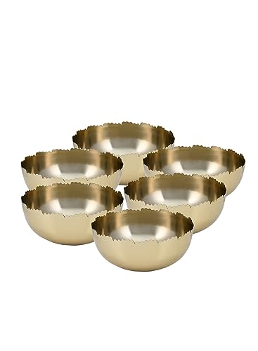 Serene Spaces Living Artisanal Gold Iron Bowl, Fruit Bowl, Potpourri, Candle Holder, Catchall for Entryway, Table Centerpiece, Home, Wedding, Anniversary Décor, 7" Diameter & 3" Tall, Pack of 12