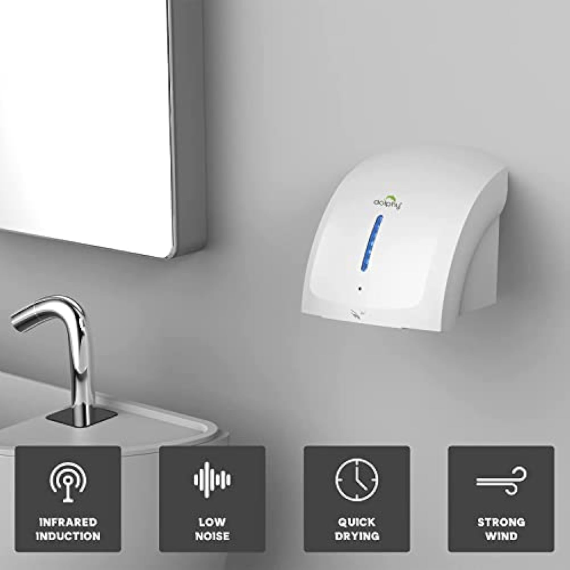 Unique Automatic Hand Dryer, Plastic Design