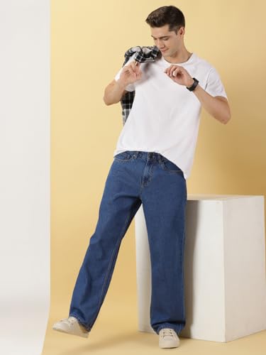 Image of Thomas Scott Men's Relaxed Fit Mid Rise Comfort Clean Look Light Fade Cotton Baggy Jeans