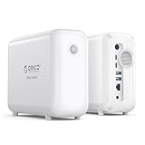 ORICO DM102 Externe Festplatte, Eingebaute 1TB M.2 Nvme SSD und 4TB 3,5 Zoll SATA HDD, 2xUSB 3.0, 1*USB-C, Ethernet,5TB