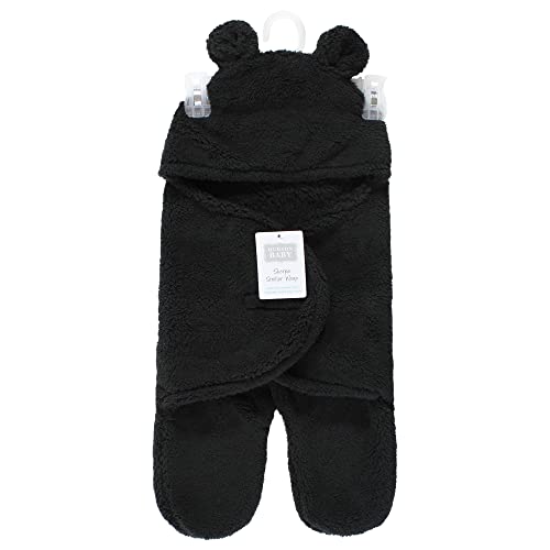 Image of Hudson Baby Unisex Baby Animal Sherpa Baby Outdoor Stroller Sack Wrap, Black, One Size
