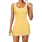 TQD Tennis Dress for Women Athletic Striped Knitted Sweater Tank Mini Active Casual Club Golf Dresses 2025 Trendy(Yellow,S)
