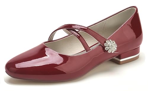 Hanfike Girls Womens Dress Shoes for Wedding Flats Mary Jane Comfortable Evening Prom Shoes JY297