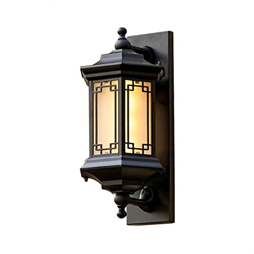 Lampe d'abri de villa extérieure rétro noire AMAZWI applique murale moderne