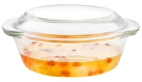 Riazdiw 透明ガラス、耐熱、蓋付き、家庭用、スープ保温容器、蒸し器 (2L)